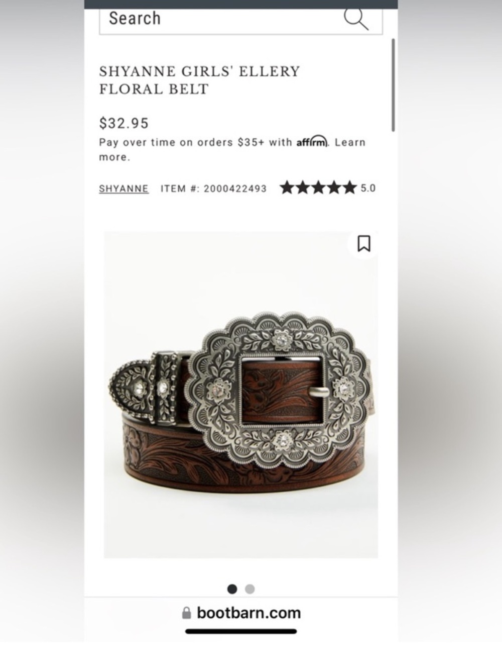 Shyanne Brown Leather Western Belt with Silver Buckle